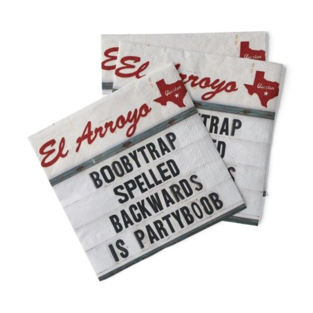 El Arroyo Paper Napkins (40) Boobytrap Spelled Backwards Is Partyboob Novelty